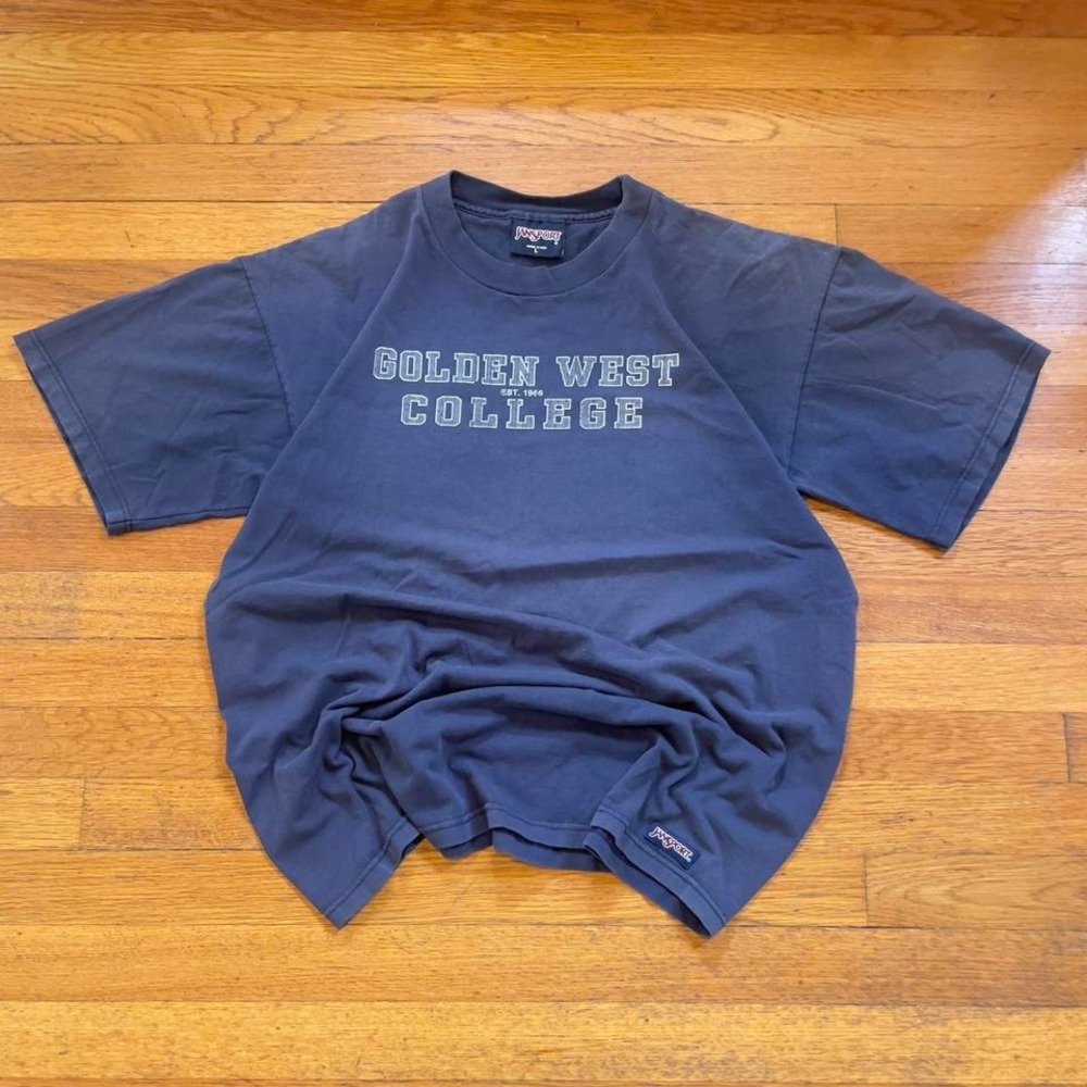 VTG 90s Jansport Golden West College‎ collegiate sports tshirt L USA navy grey